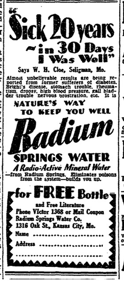 Radium Springs Ad 1929